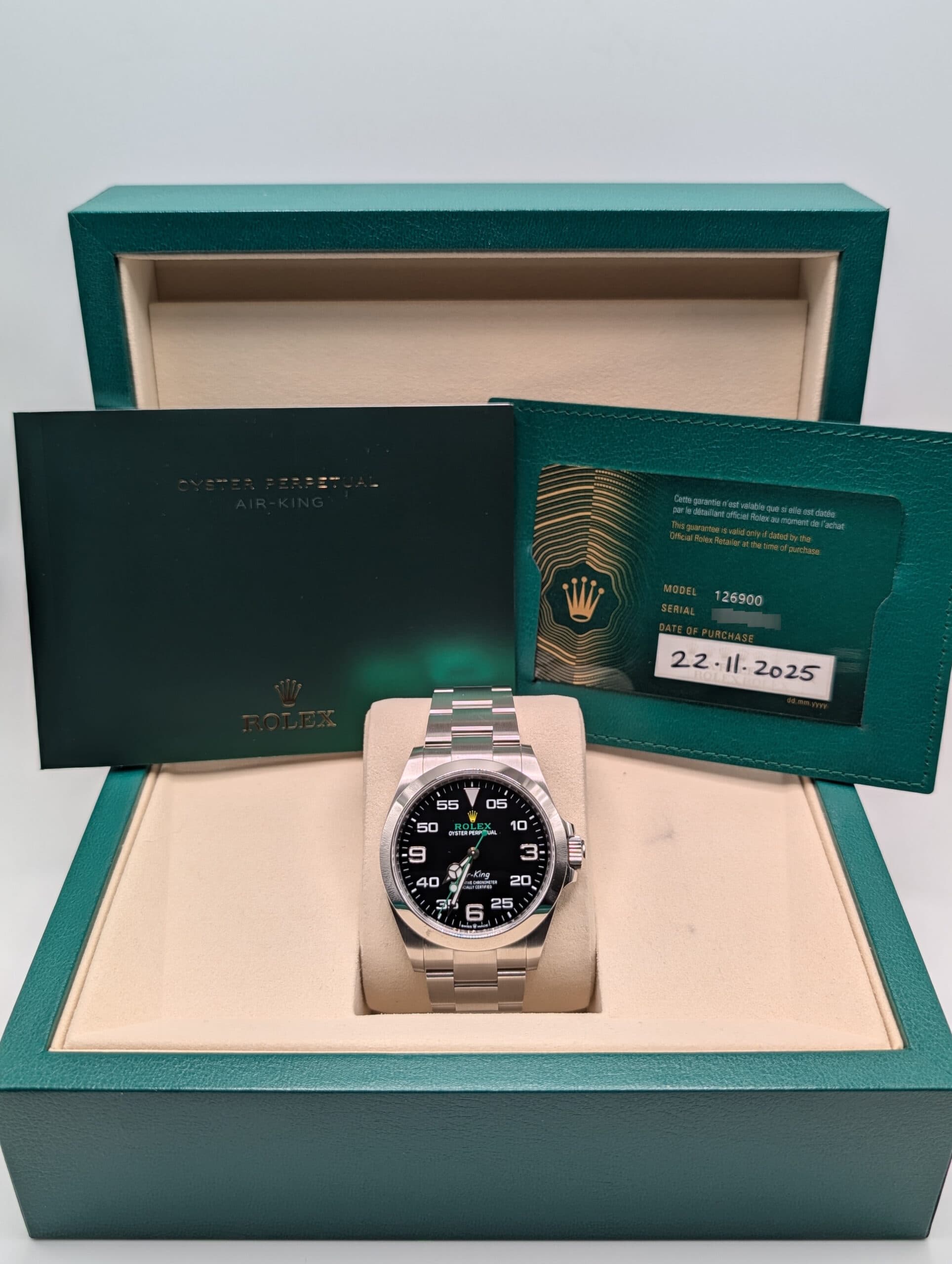 Rolex Air-King 126900 Certificate