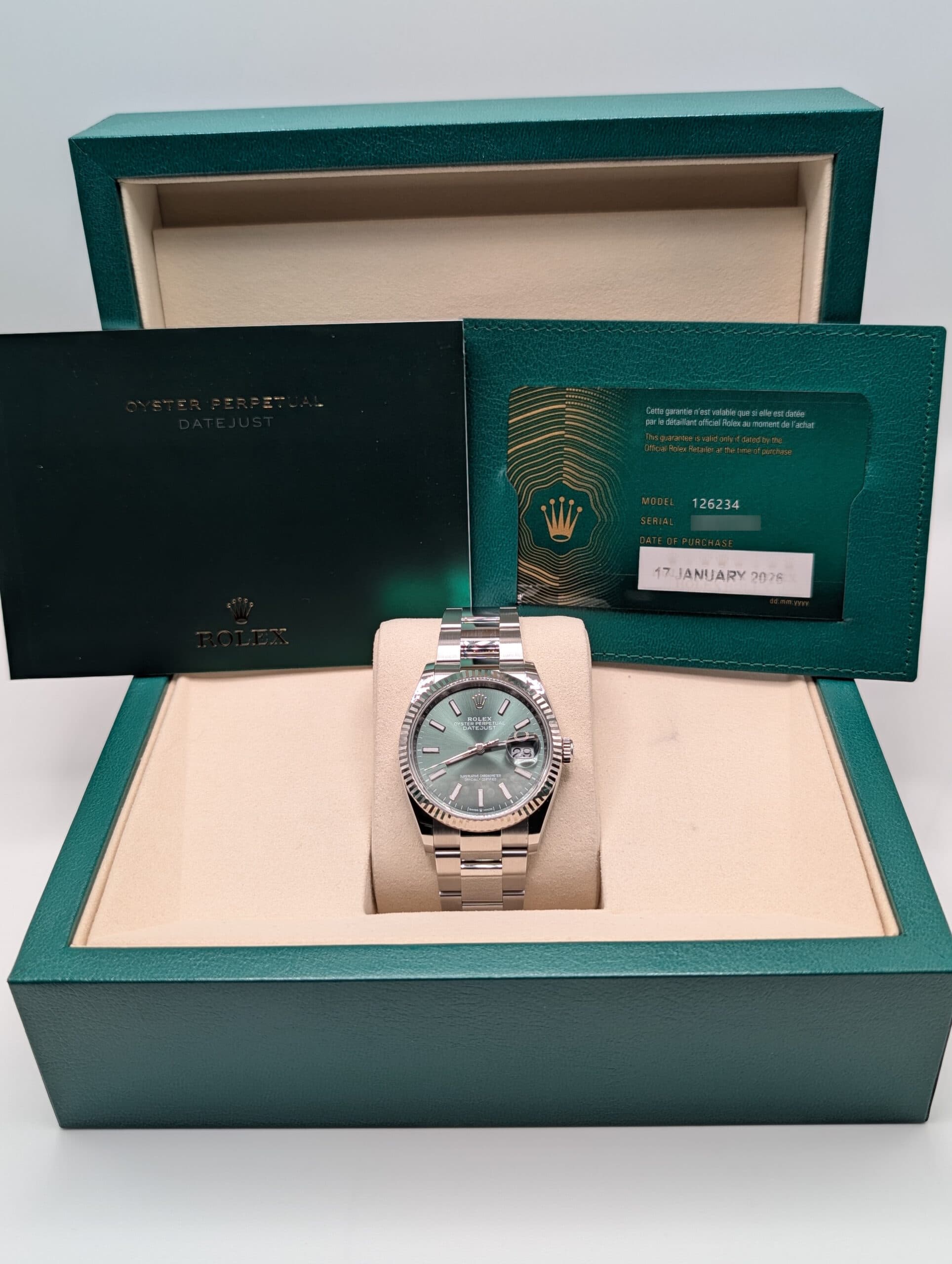 Rolex Datejust 36 - 126234 - Certificate