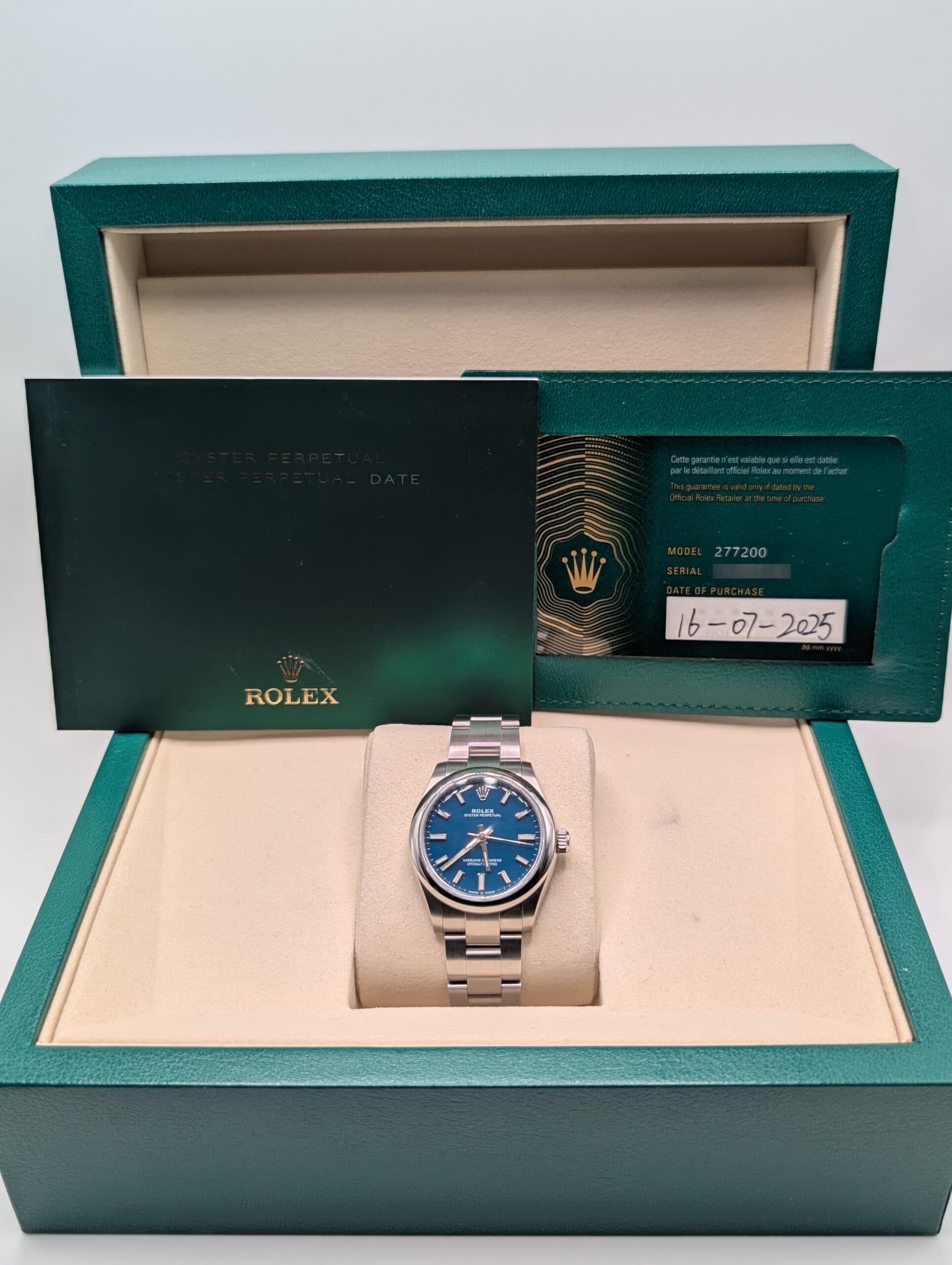 Rolex Oyster Perpetual 31 - 277200 - Certificate