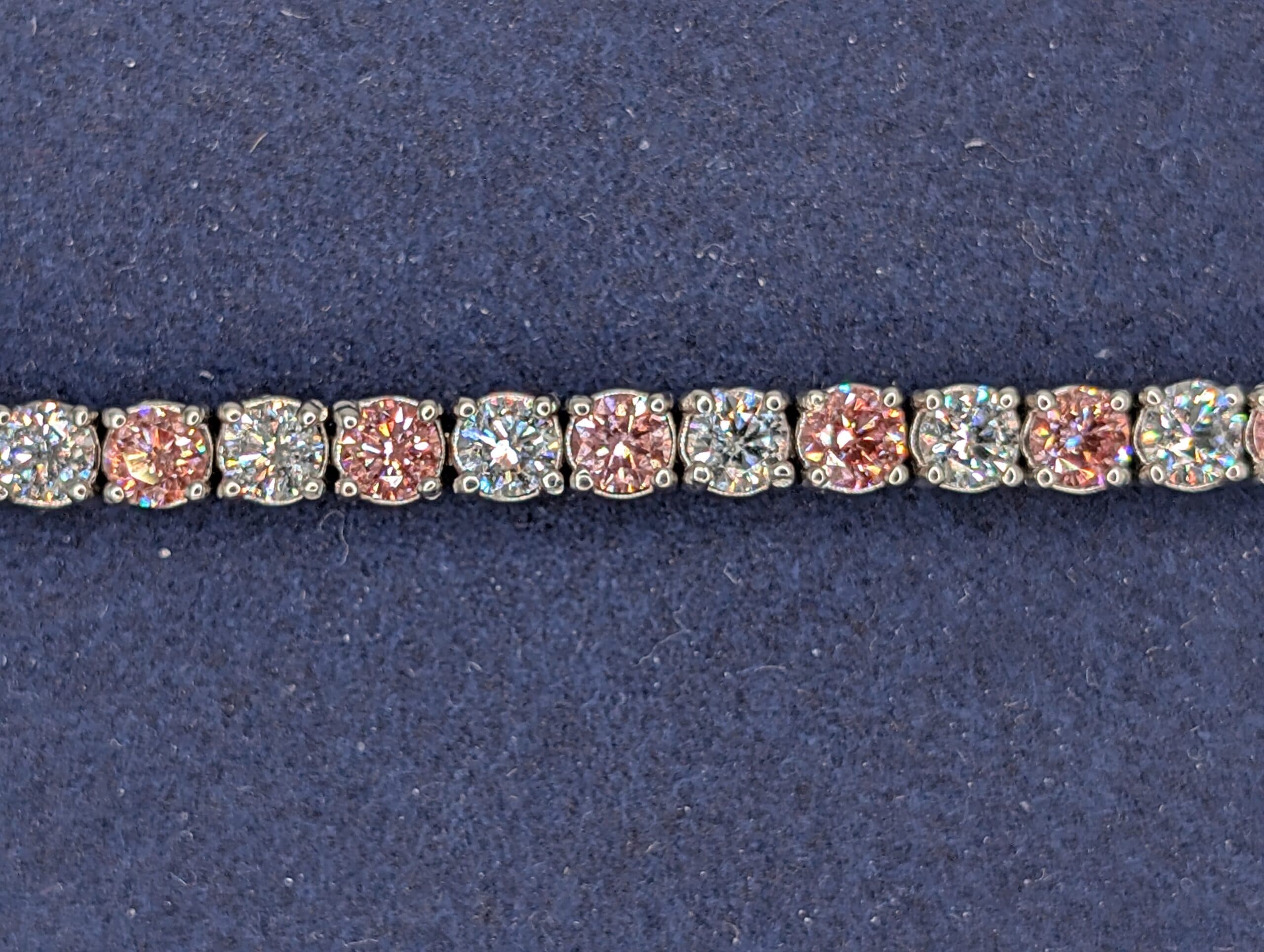 Mixed Lab Diamond Tennis Bracelet (6.9 Carat) - Zoomed In