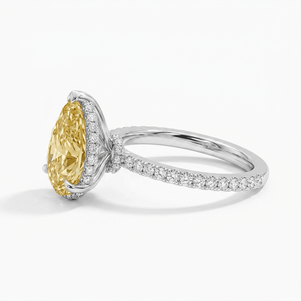 Yellow Pear Diamond Ring in White Gold - 100-00043