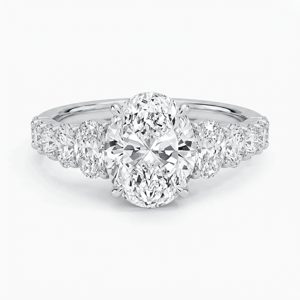 Oval Lab Diamond Ring in White Gold - 100-00024