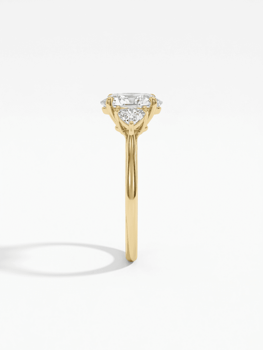 Oval Lab Diamond Ring with Epaulette Accents - 100-00006