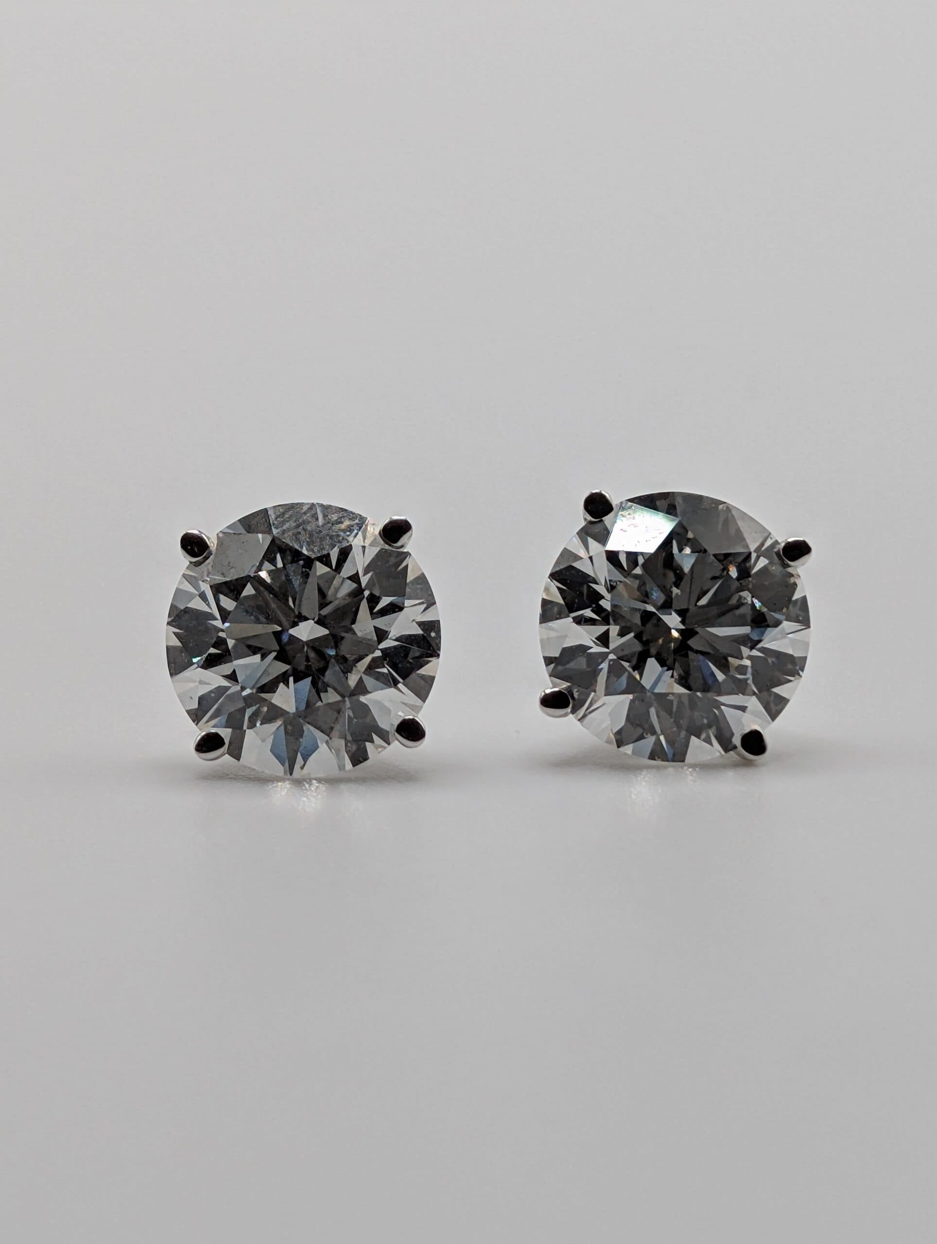 Earrings - Stud - 6.20 ct Lab - Front - Double