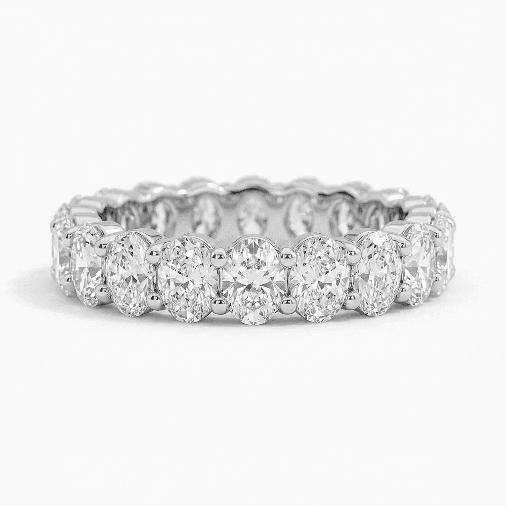 Oval Diamond Eternity Band in 14k White Gold | SRL Boutique