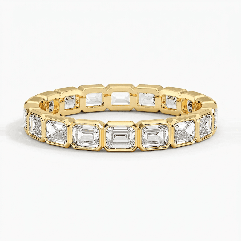Gold Emerald Wedding Ring: Modern East-West Design | SRL Boutique