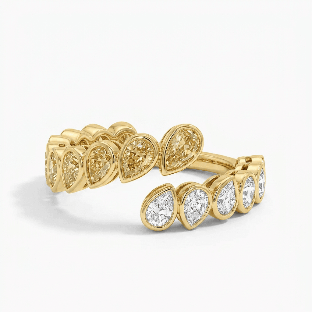 Two-Tone Wedding Ring with Yellow Pear Diamonds | SRL Boutique